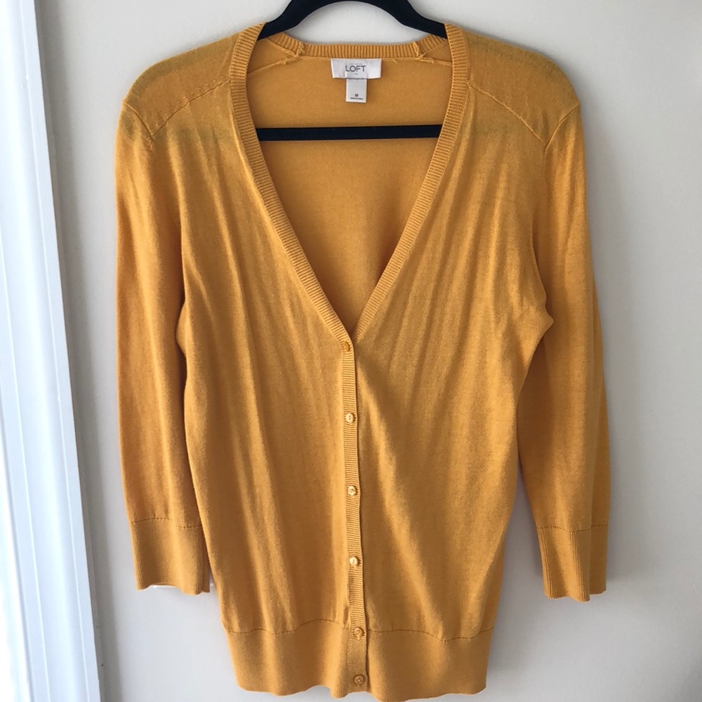 LOFT Mustard Yellow Cardigan